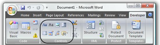 Use the content controls in Word to design reports