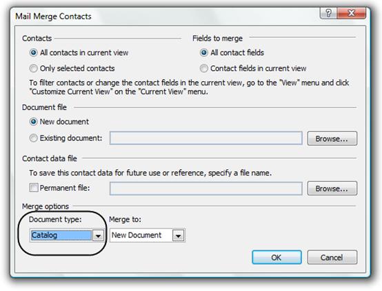 Mail merge to Word from any Outlook contact folder