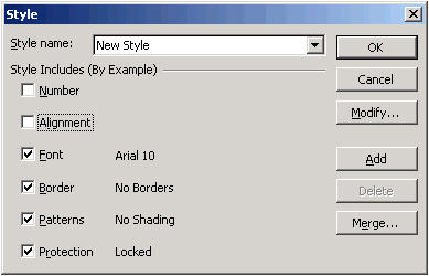 Styles dialog box in previous Excel versions