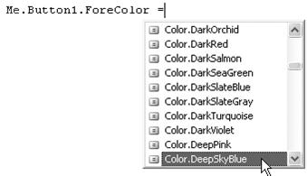 Setting the ForeColor of a Button to DeepSkyBlue