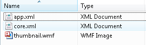 Contents of docProps folder