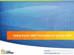 Using Excel 2007 Functions in Access 2007 video
