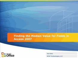 Finding the Median Value in Access 2007 video