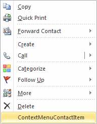 Extending the context menu for a contact item