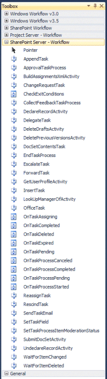 Activities in the SharePoint Server – Workflow tab