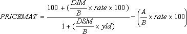 Equation for PriceMat method