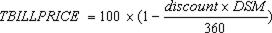 Equation for the TBillPrice method