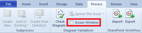 Check box to show the Issues window