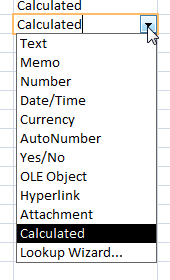 Select the Calculated field type