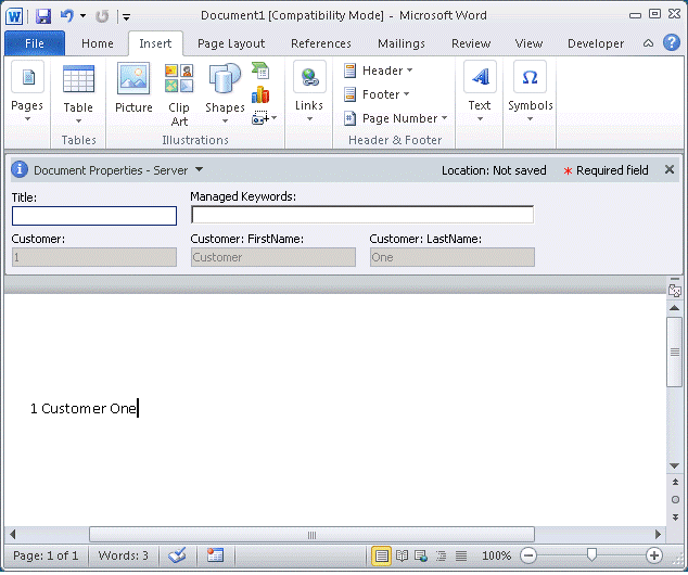 External data in Word document