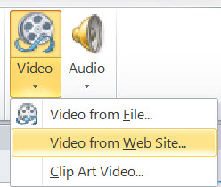 Options for importing videos in PowerPoint 2010