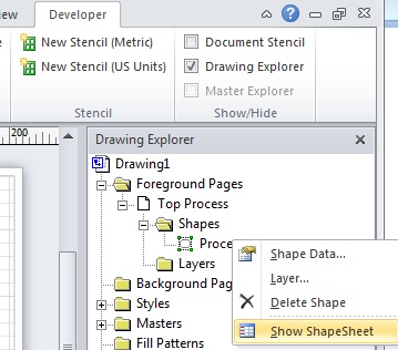 Show ShapeSheet shortcut menu command