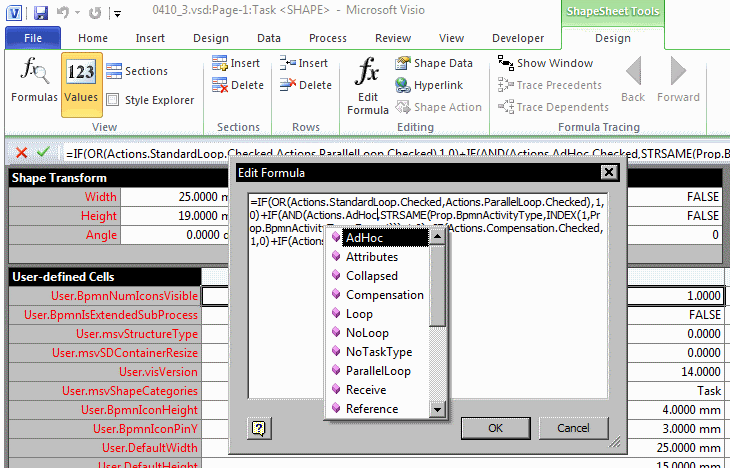 Edit Formula dialog box