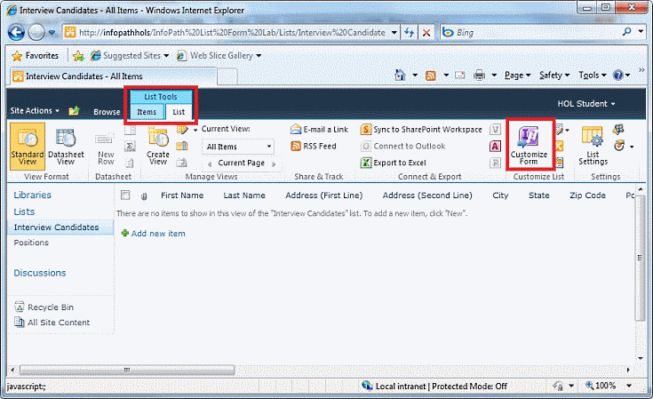 List form customization
