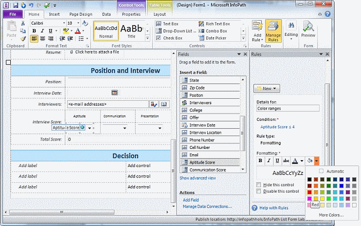 Color ranges 1-4 conditional formatting rule