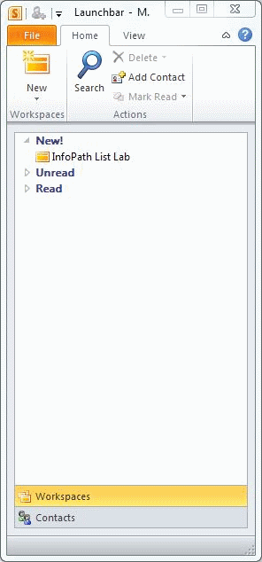 List opened from the Launchbar