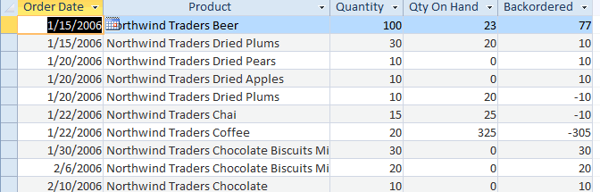 Sample order query