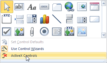 ActiveX Controls options