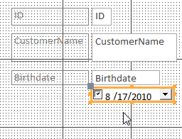 Sample form containing a DatePicker control