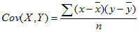 Equation for covariance
