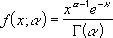 Standard gamma probability density function