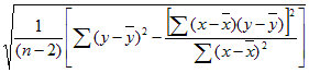 Equation for the standard error of the predicted y