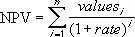 Formula for the Npv method