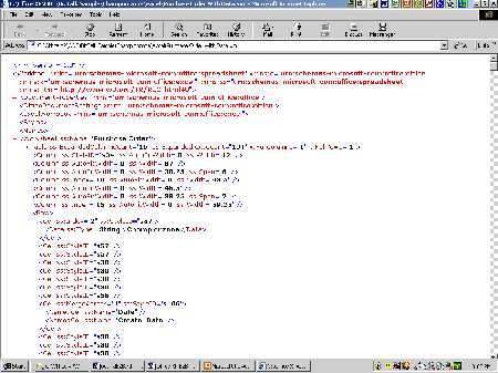 Figure 2. Purchase order in XML format, as viewed in Microsoft Internet Explorer (click to see larger image)