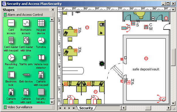 A security system designed with a Visio solution