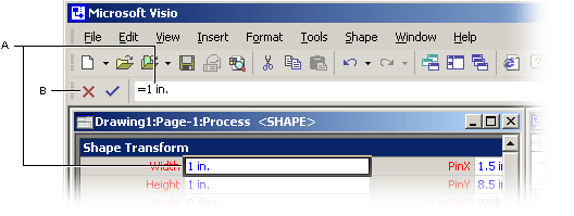 Entering a formula in a ShapeSheet window