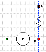 Resistor and diode shapes stacked in a certain order. The stacking order of shapes can affect their connections.