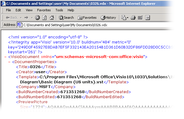 Statements from an XML for Visio file