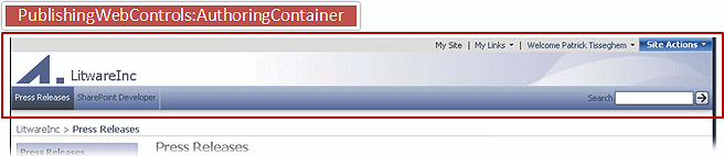 Authoring Container in the master page