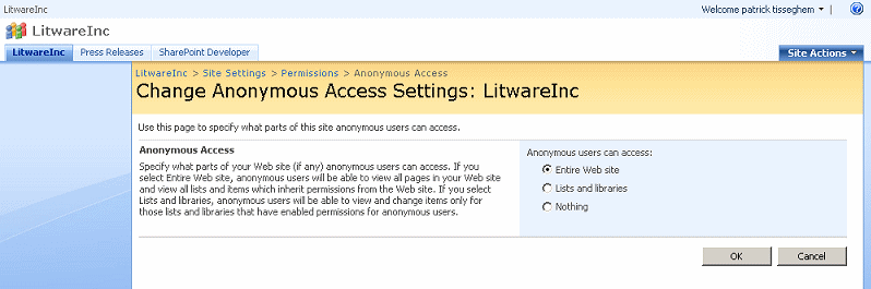 Authorizing anonymous users
