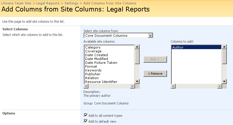 Adding site columns
