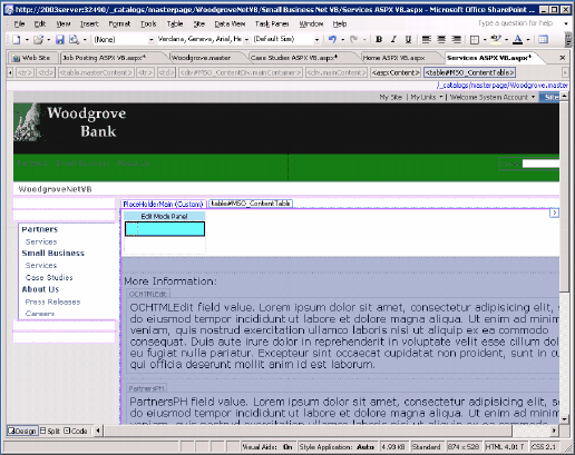 Updated Services ASPX page layout