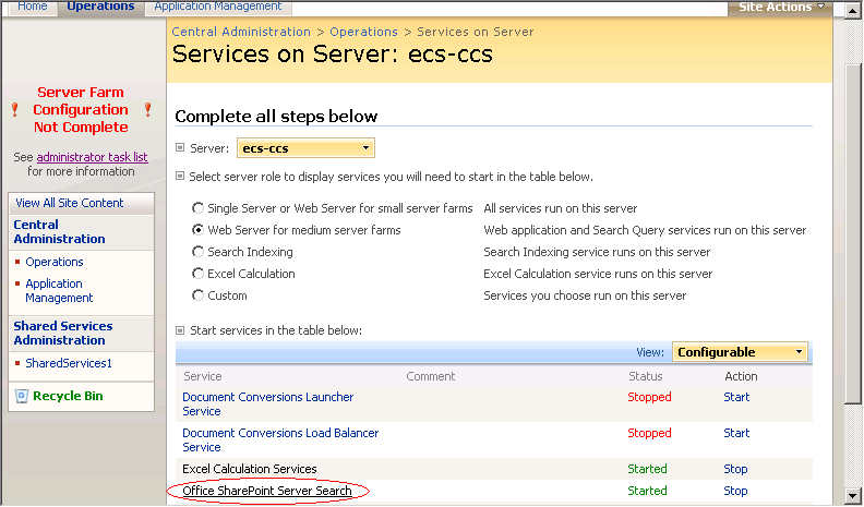 Starting Office SharePoint Server Search