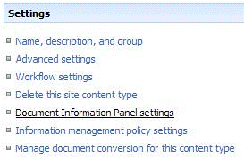 Document Information Panel Settings