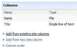 Add From Existing Site Column
