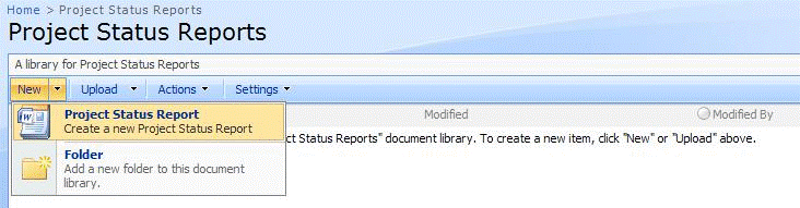 Create a New Project Status Report Document