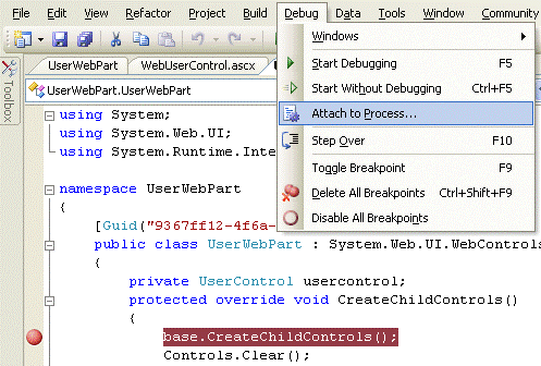 Snapshot of the Visual Studio debugger
