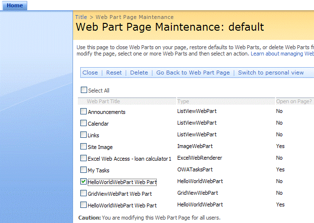 Web Part page maintenance