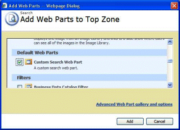 Adding the Web Part to the Top Zone