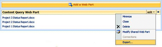 Exporting the Web Part