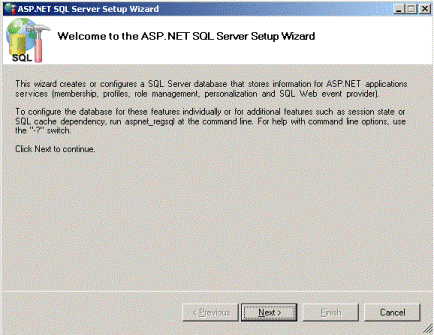 ASP.NET SQL Server Setup Wizard