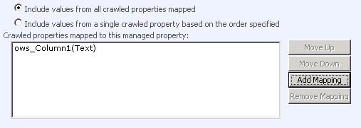Crawled property mapping