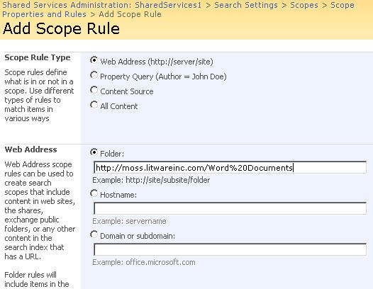 Add Scope Rule page