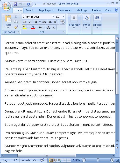 Word document content