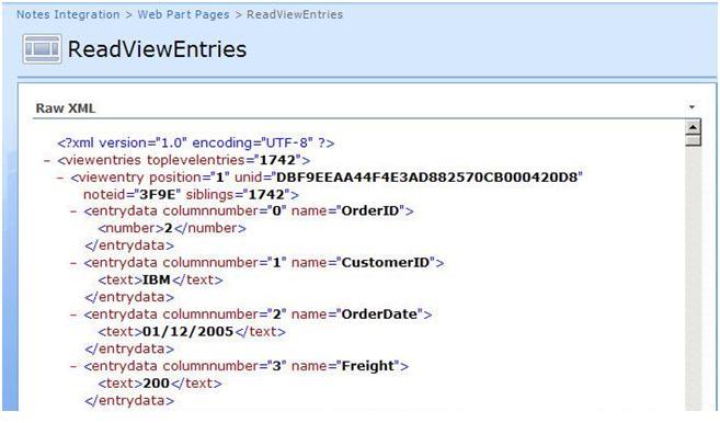 ReadViewEntries command to retrieve XML