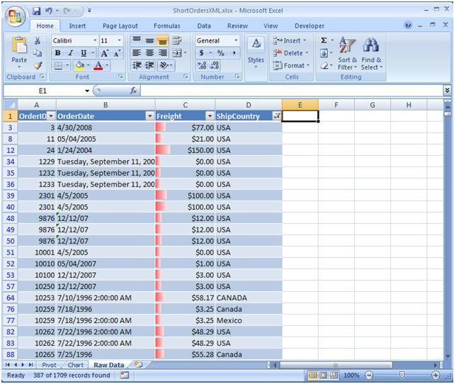 Creating a report in Excel 2007